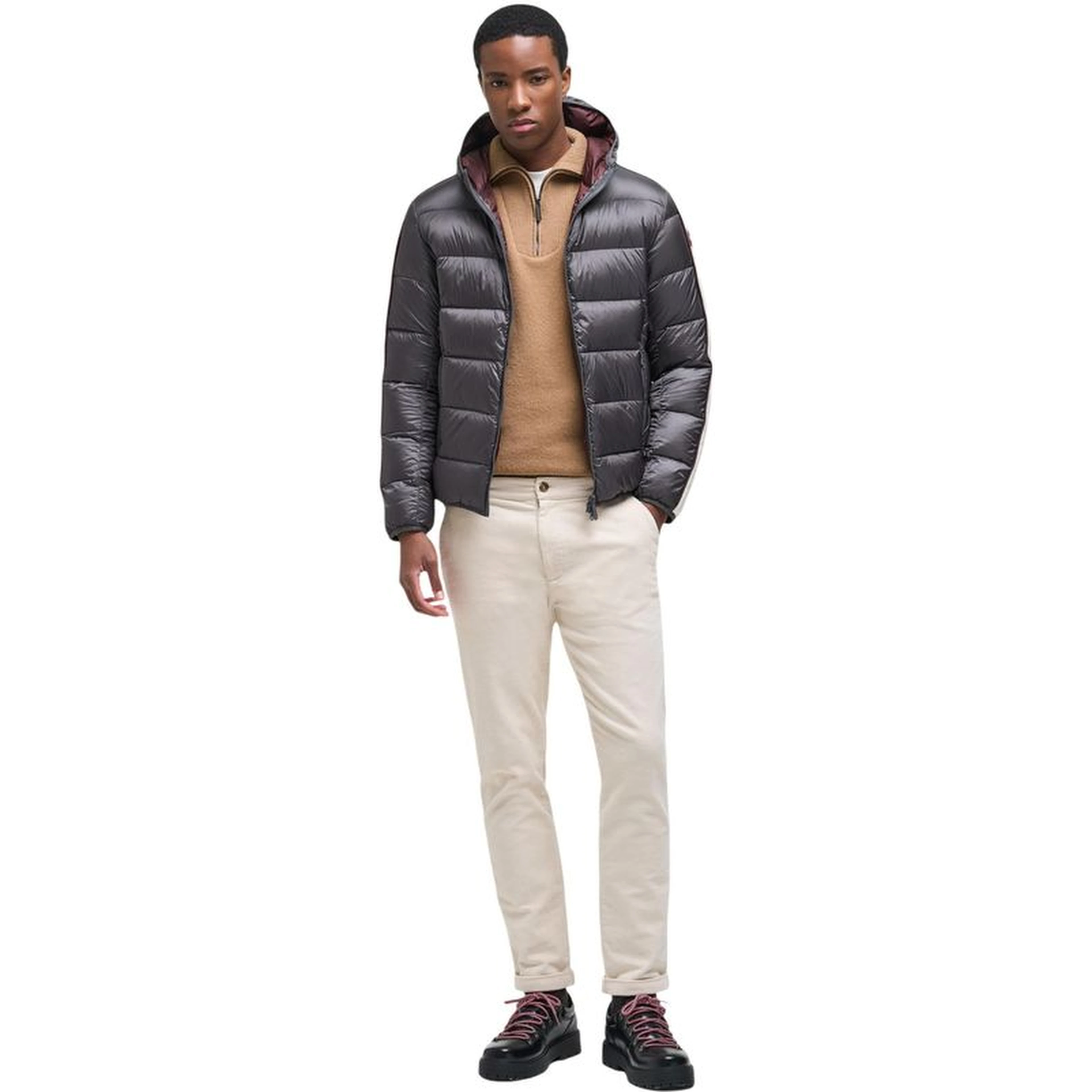 Beige Polyamide Full-Length Jacket