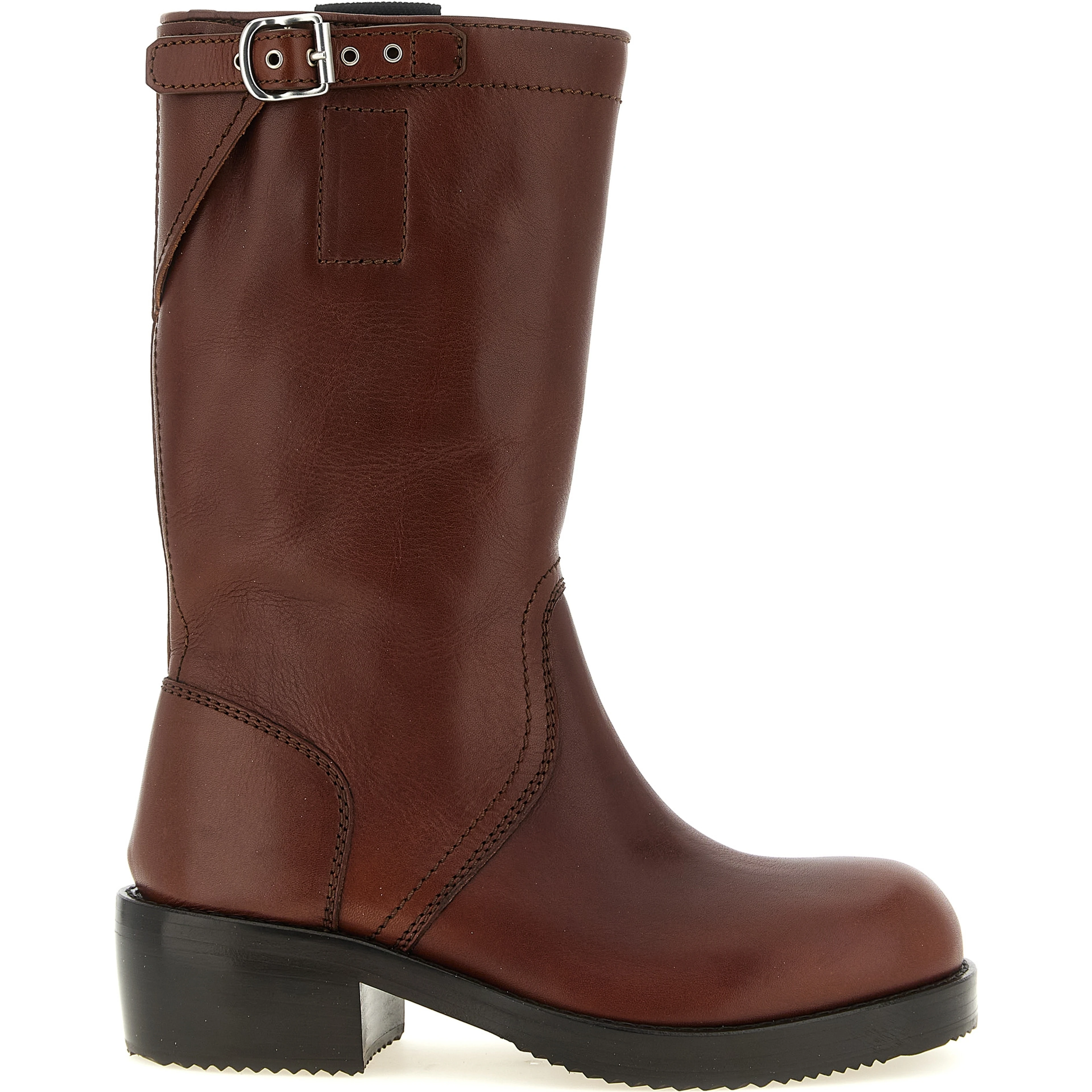 Brown Bovine Leather Ankle Boots