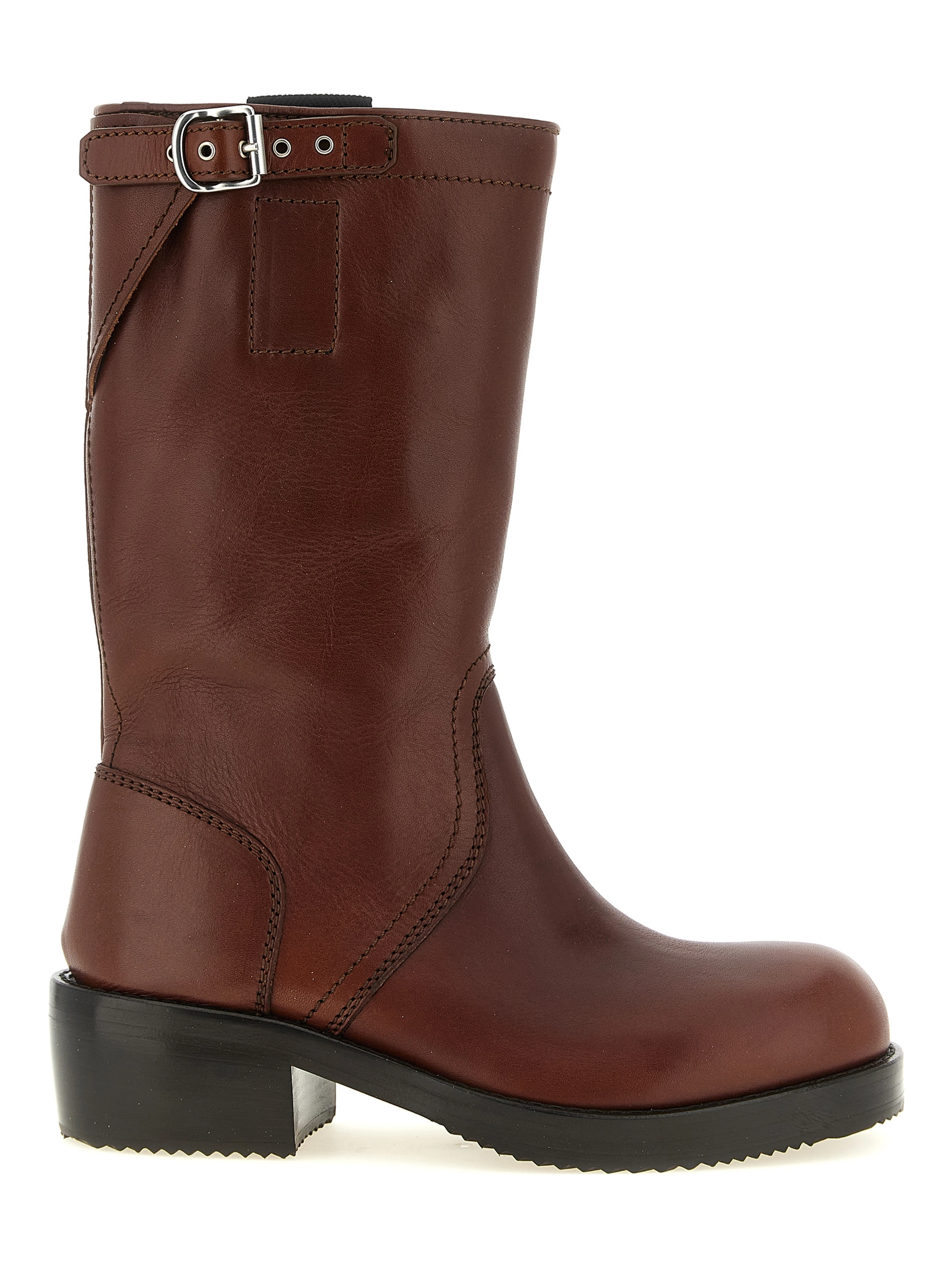 Brown Bovine Leather Ankle Boots