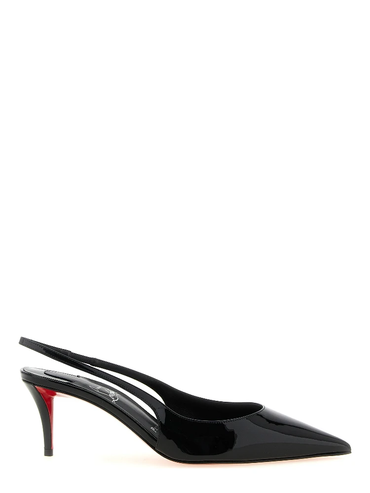 Black Calfskin Mid Heel Pumps