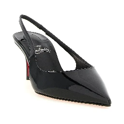 Black Calfskin Mid Heel Pumps