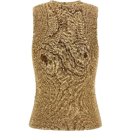 Gold Polyamide Sleeveles T-Shirt