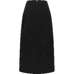 Black Virgin Wool Midi Skirt