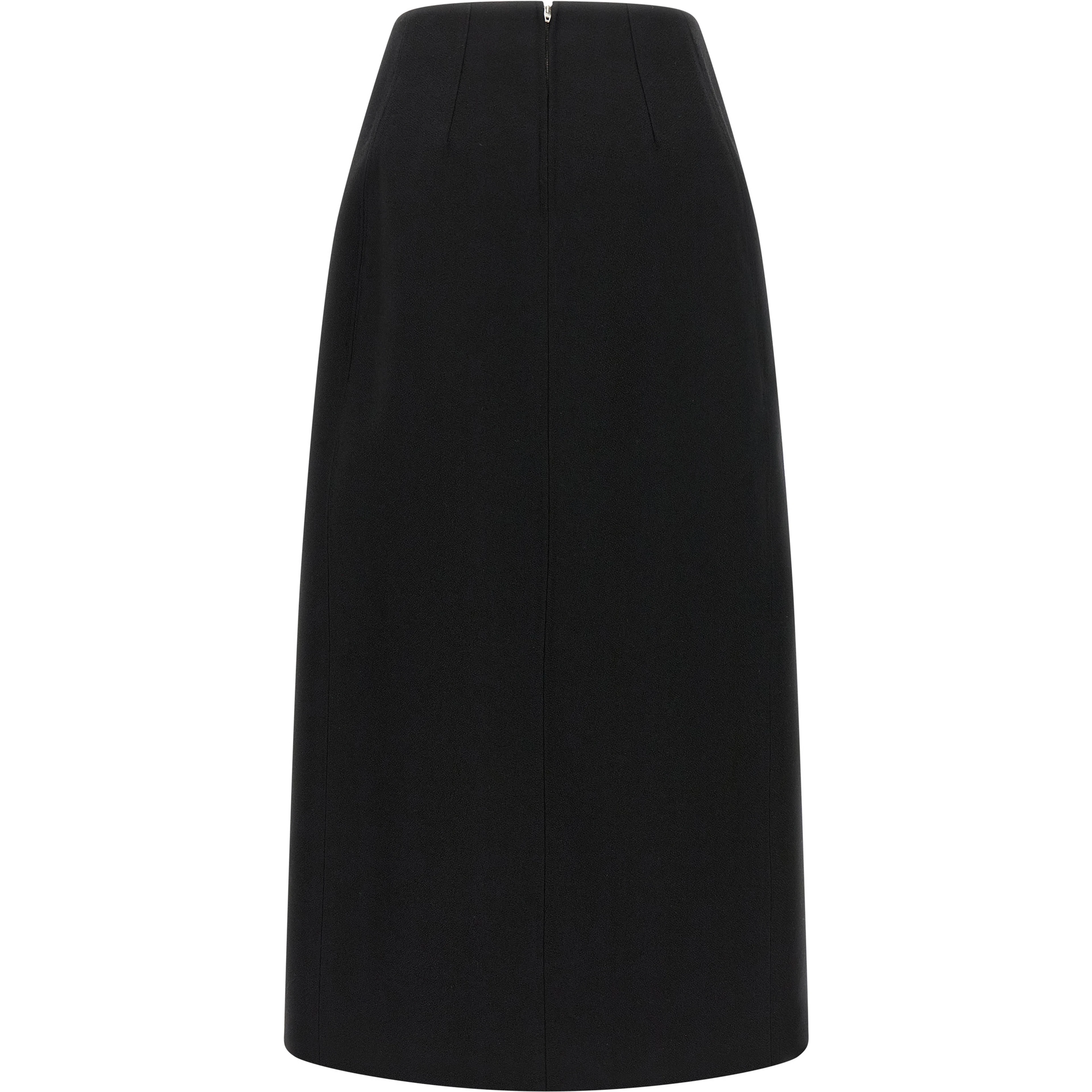 Black Virgin Wool Midi Skirt