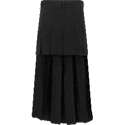 Black Polyester Midi Skirt