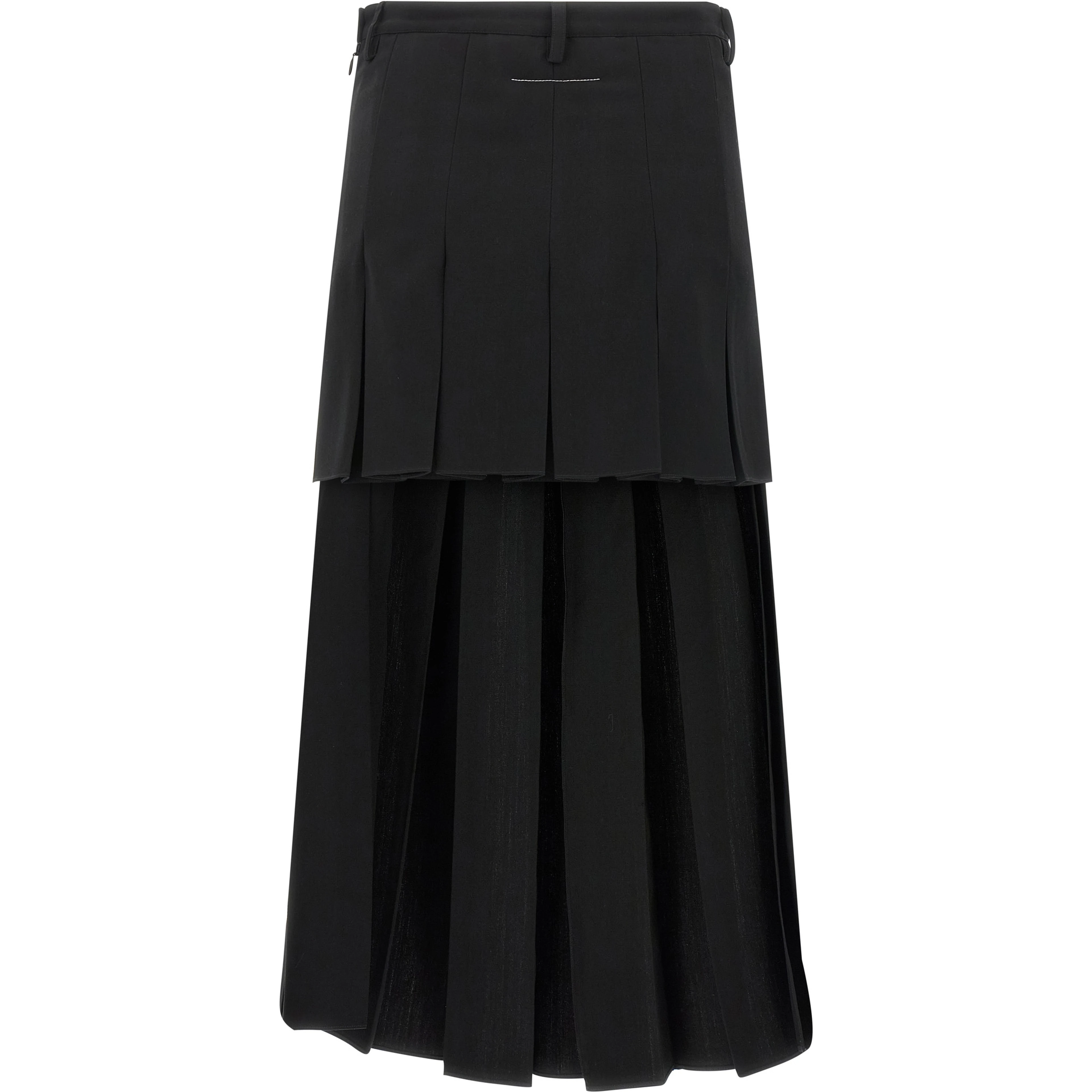 Black Polyester Midi Skirt