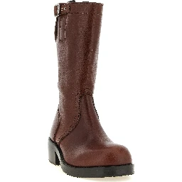 Brown Bovine Leather Ankle Boots