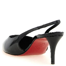 Black Calfskin Mid Heel Pumps