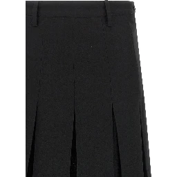 Black Polyester Midi Skirt