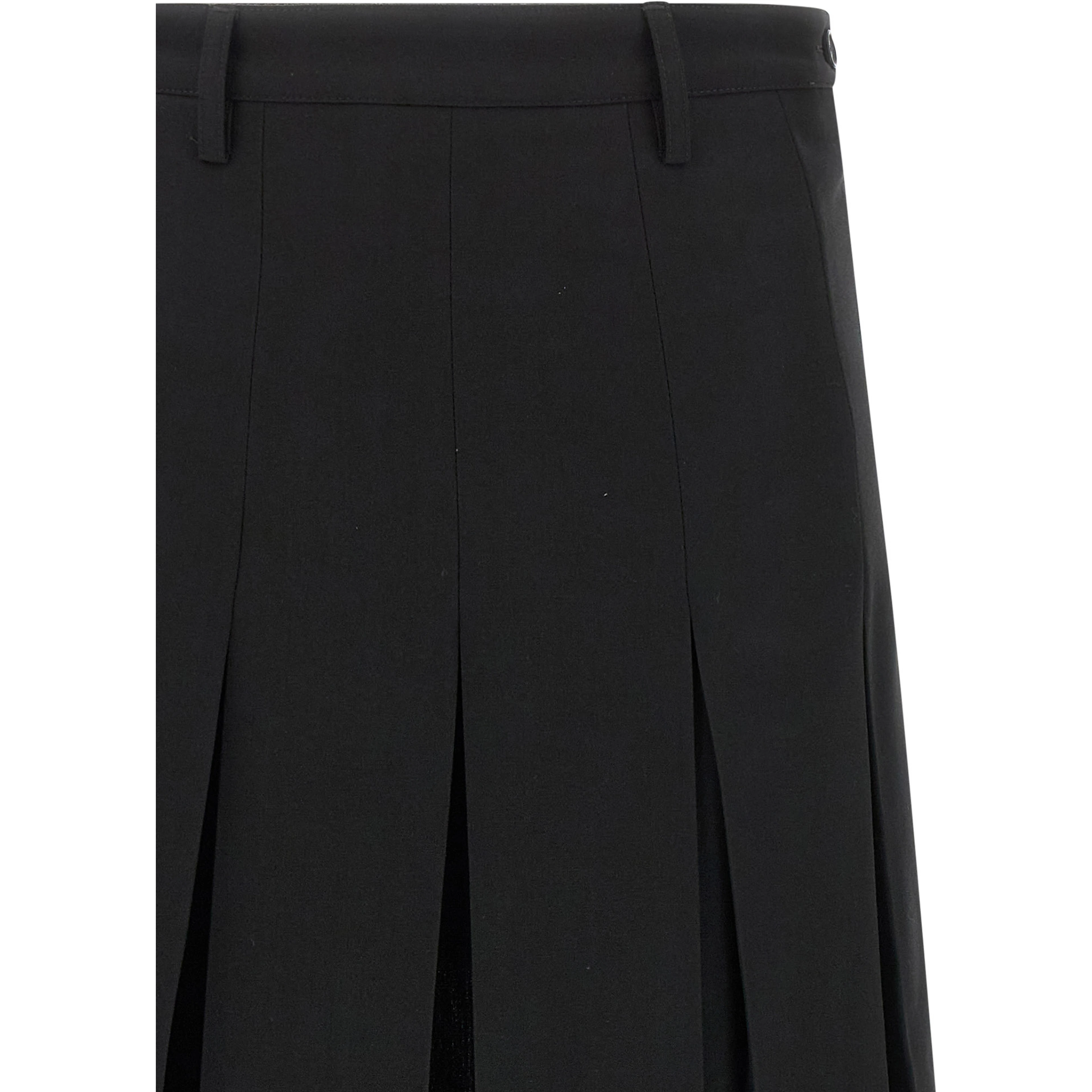 Black Polyester Midi Skirt