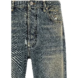 Blue Cotton Straight-Leg Jeans