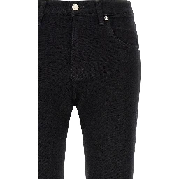 Black Cotton Flared Jeans