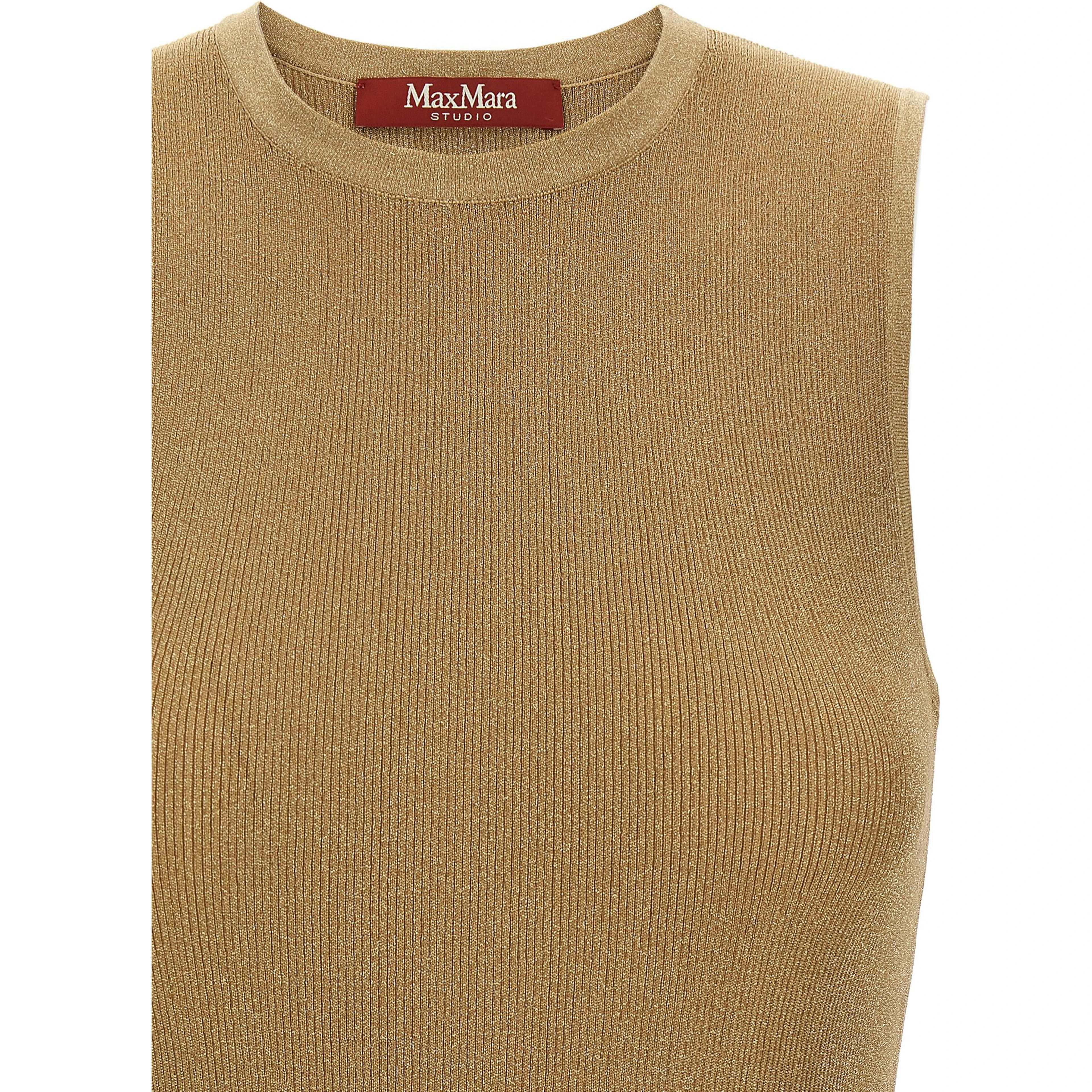 Gold Polyamide Sleeveles T-Shirt