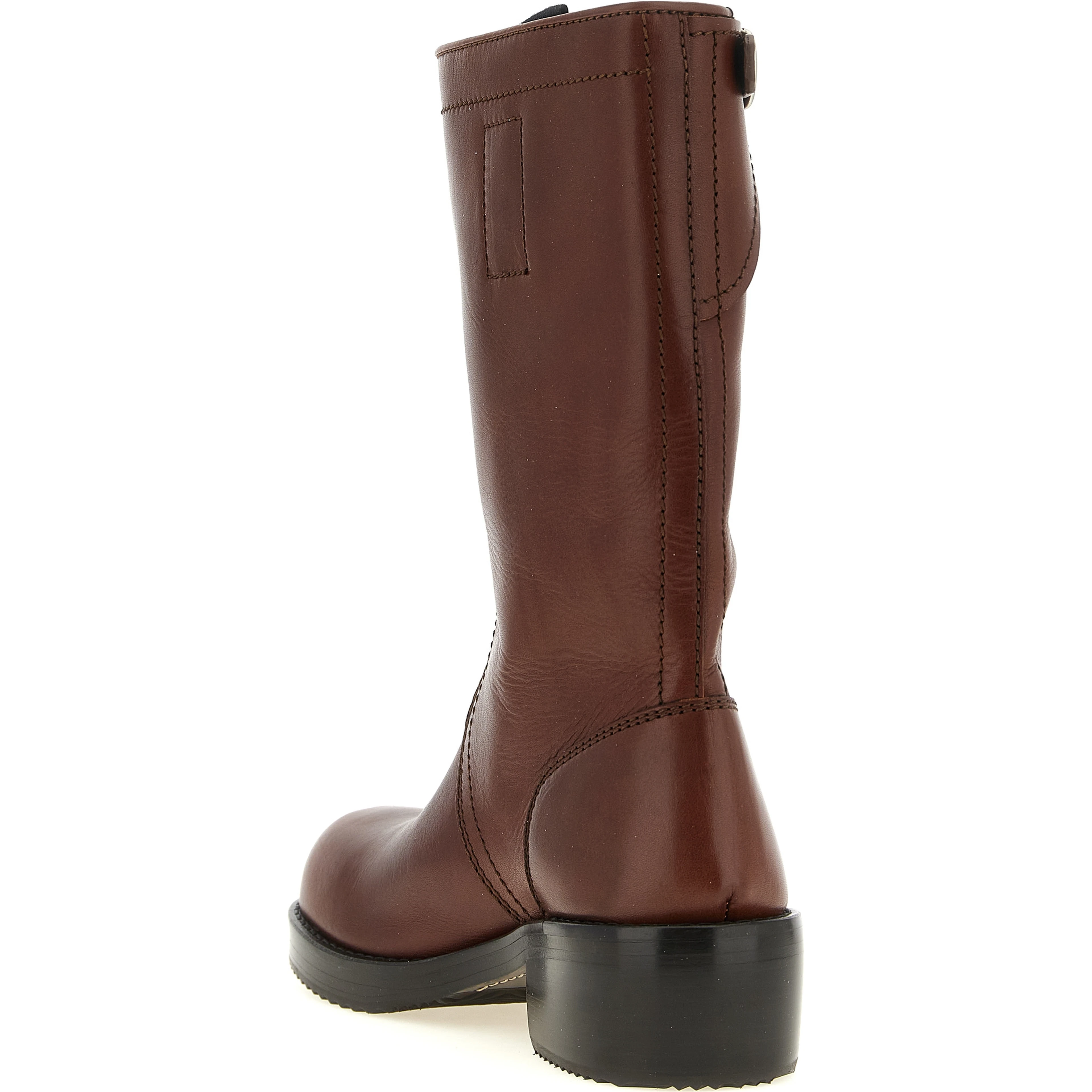Brown Bovine Leather Ankle Boots