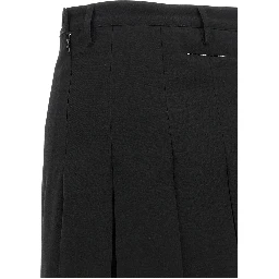 Black Polyester Midi Skirt