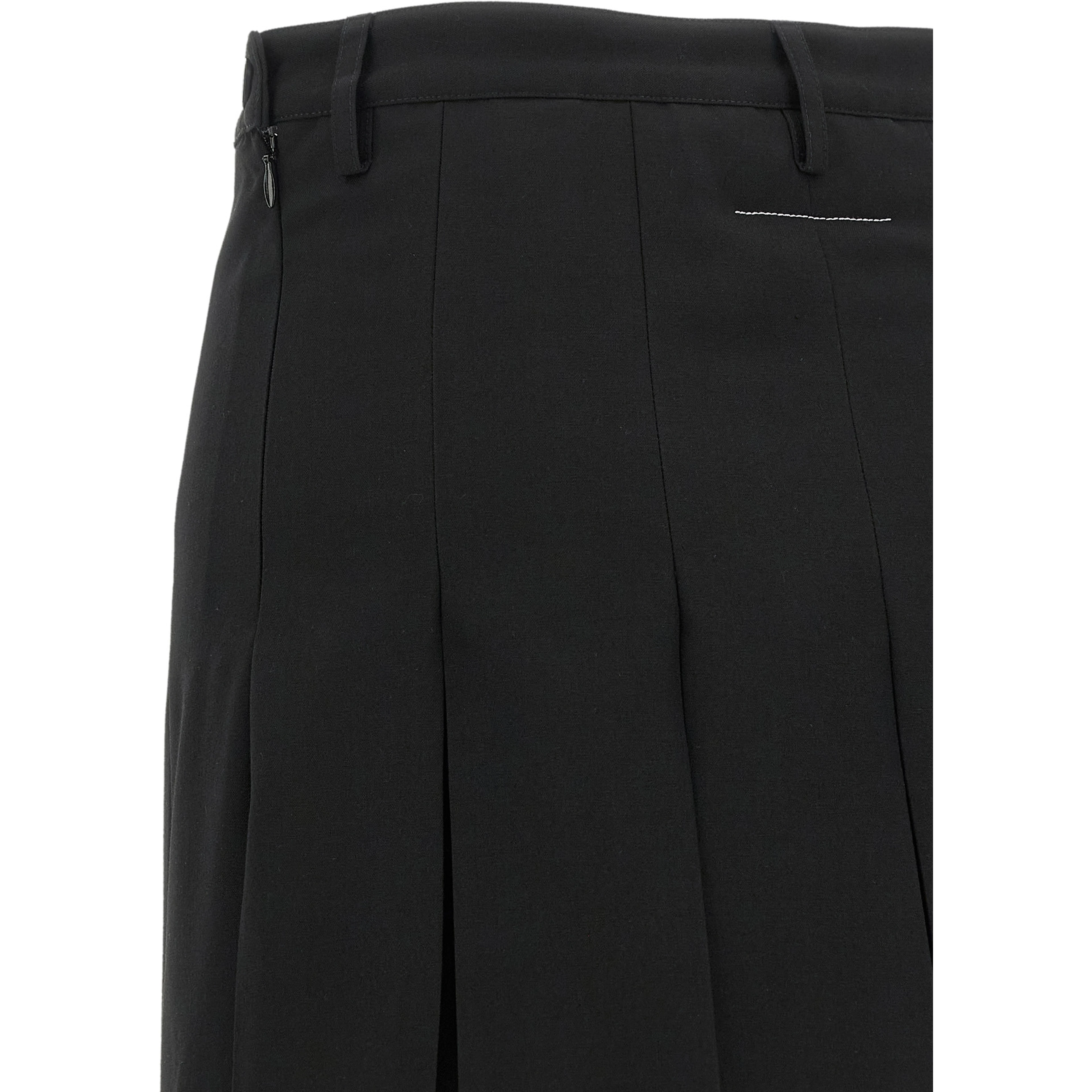 Black Polyester Midi Skirt