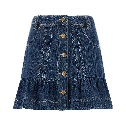 Blue Cotton Long Skirt