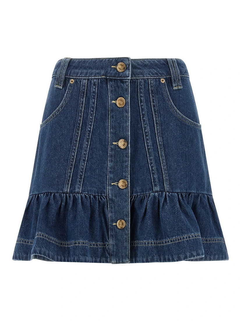 Blue Cotton Long Skirt