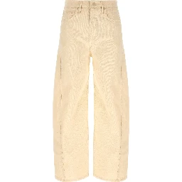 Beige Cotton High-Waisted Jean