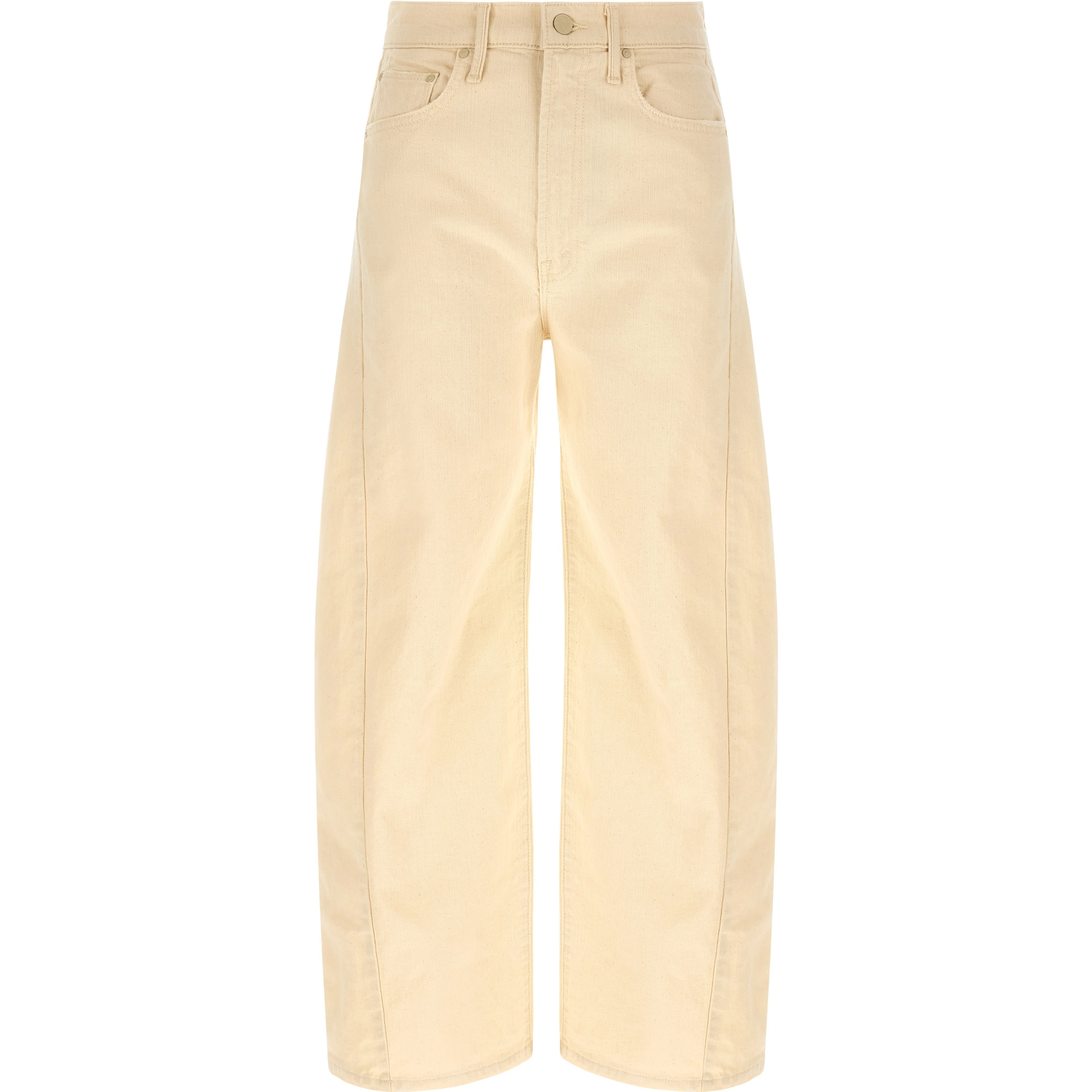 Beige Cotton High-Waisted Jean