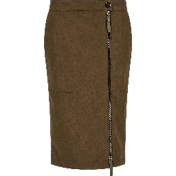 Brown Viscose Midi Skirt