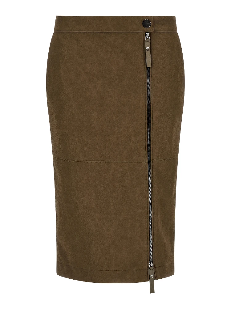 Brown Viscose Midi Skirt