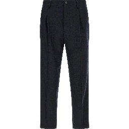 Blue Wool Casual Pants
