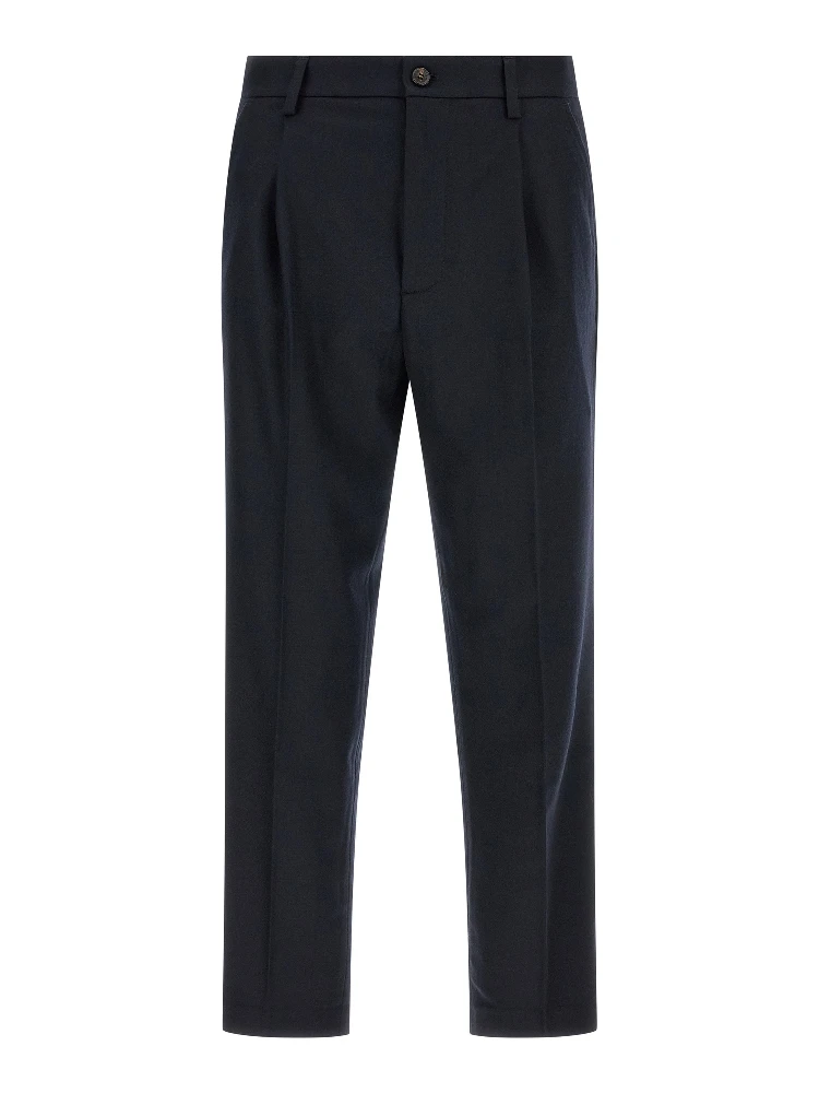 Blue Wool Casual Pants
