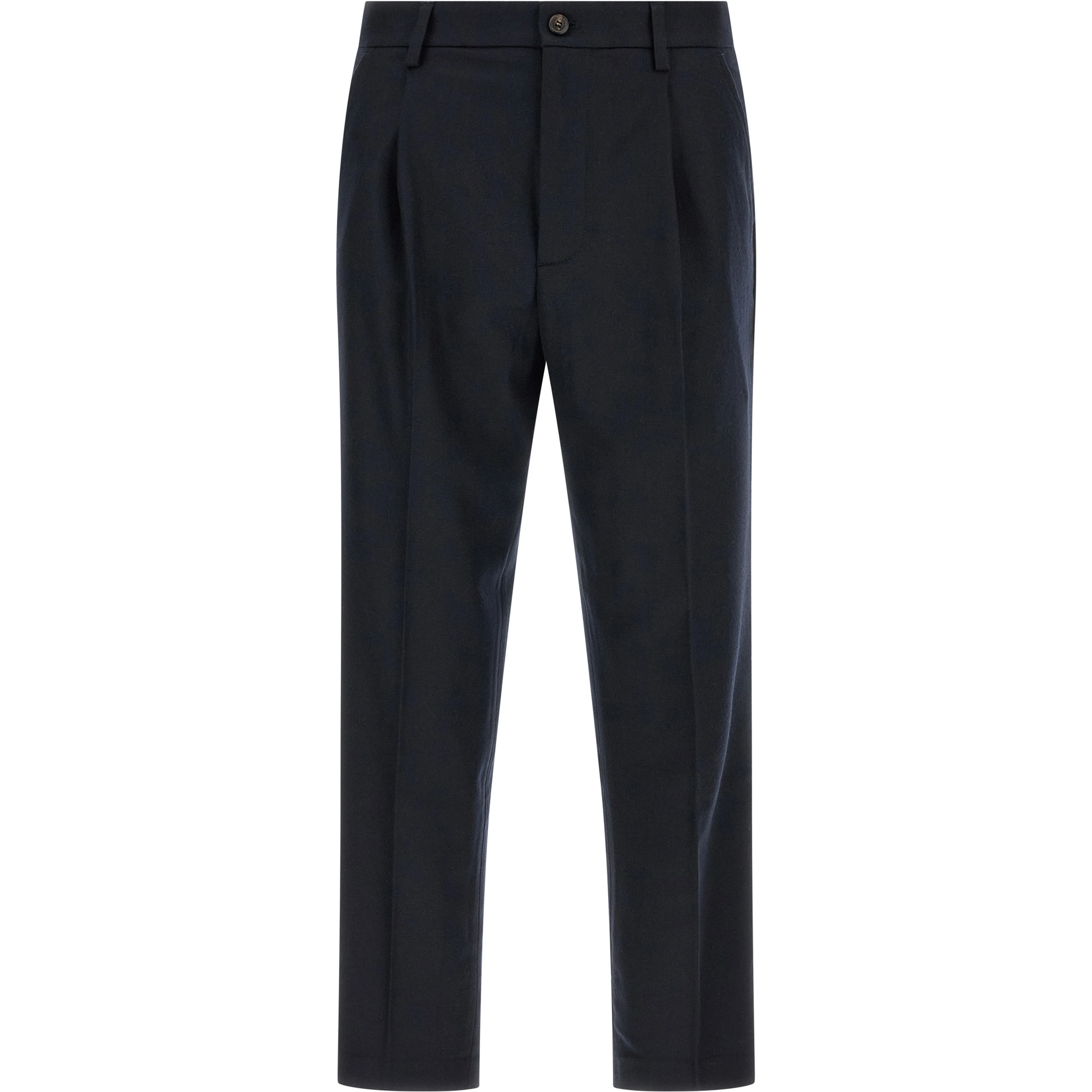Blue Wool Casual Pants