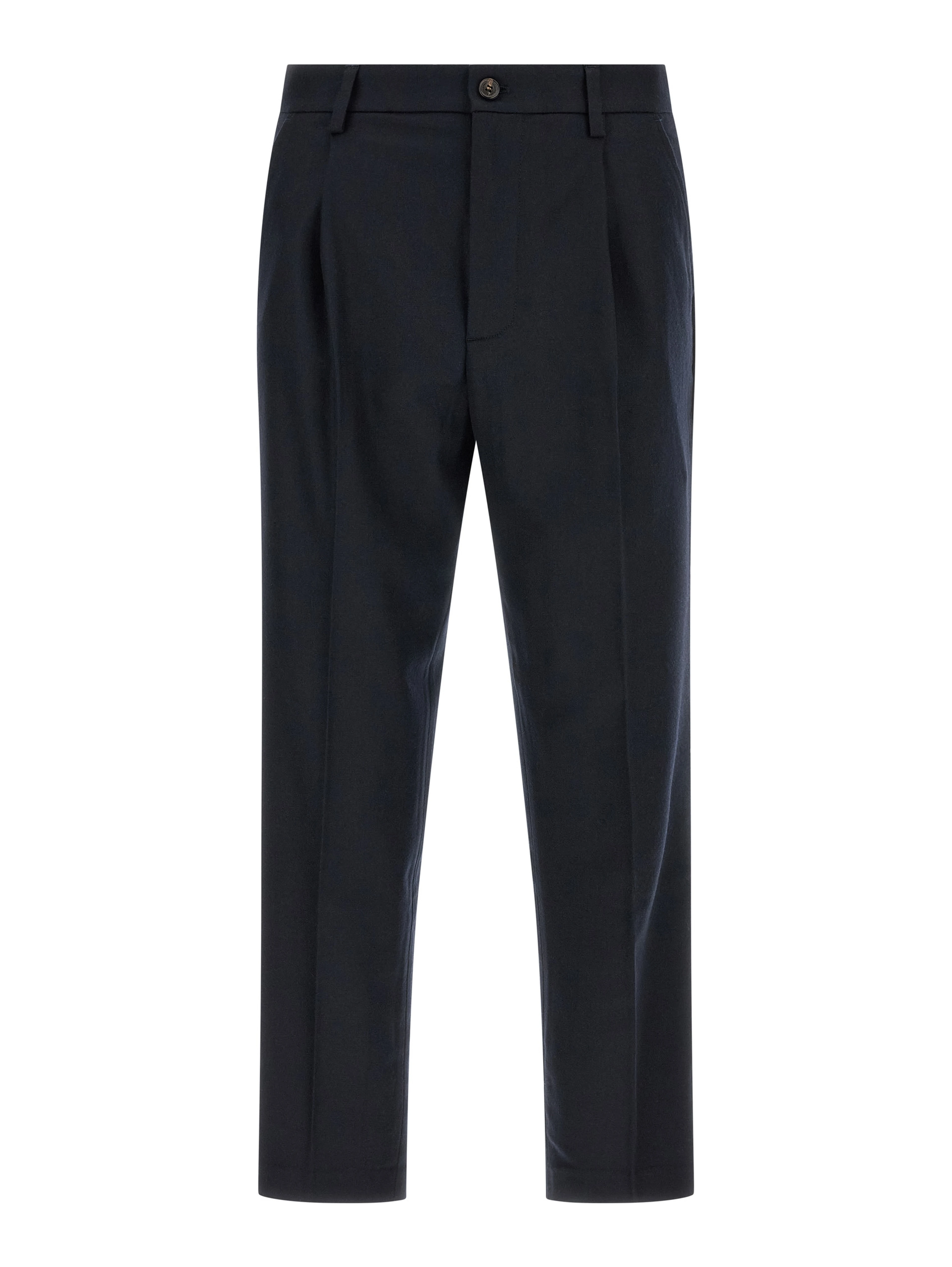 Blue Wool Casual Pants