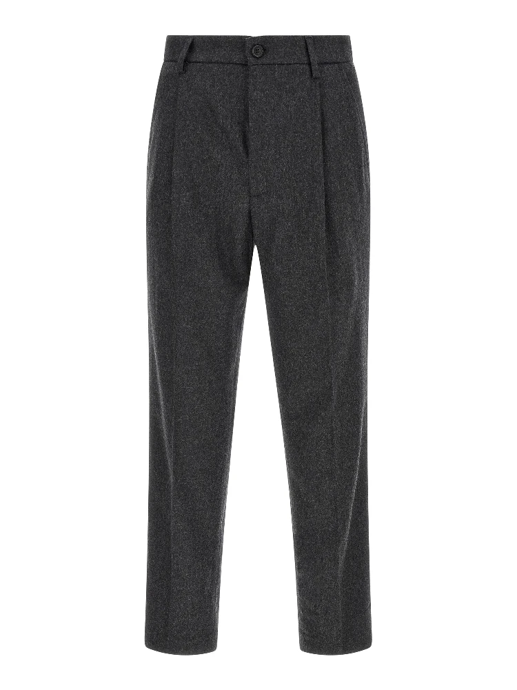 Gray Wool Casual Pants