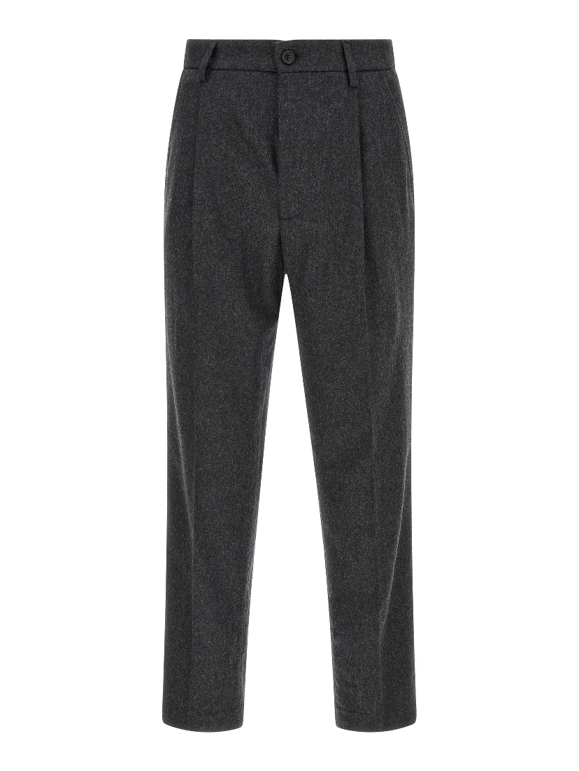 Gray Wool Casual Pants