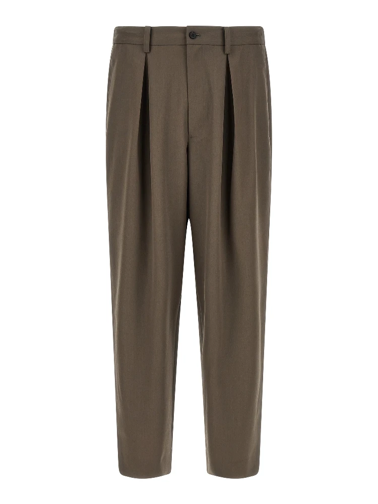 Brown Wool Casual Pants