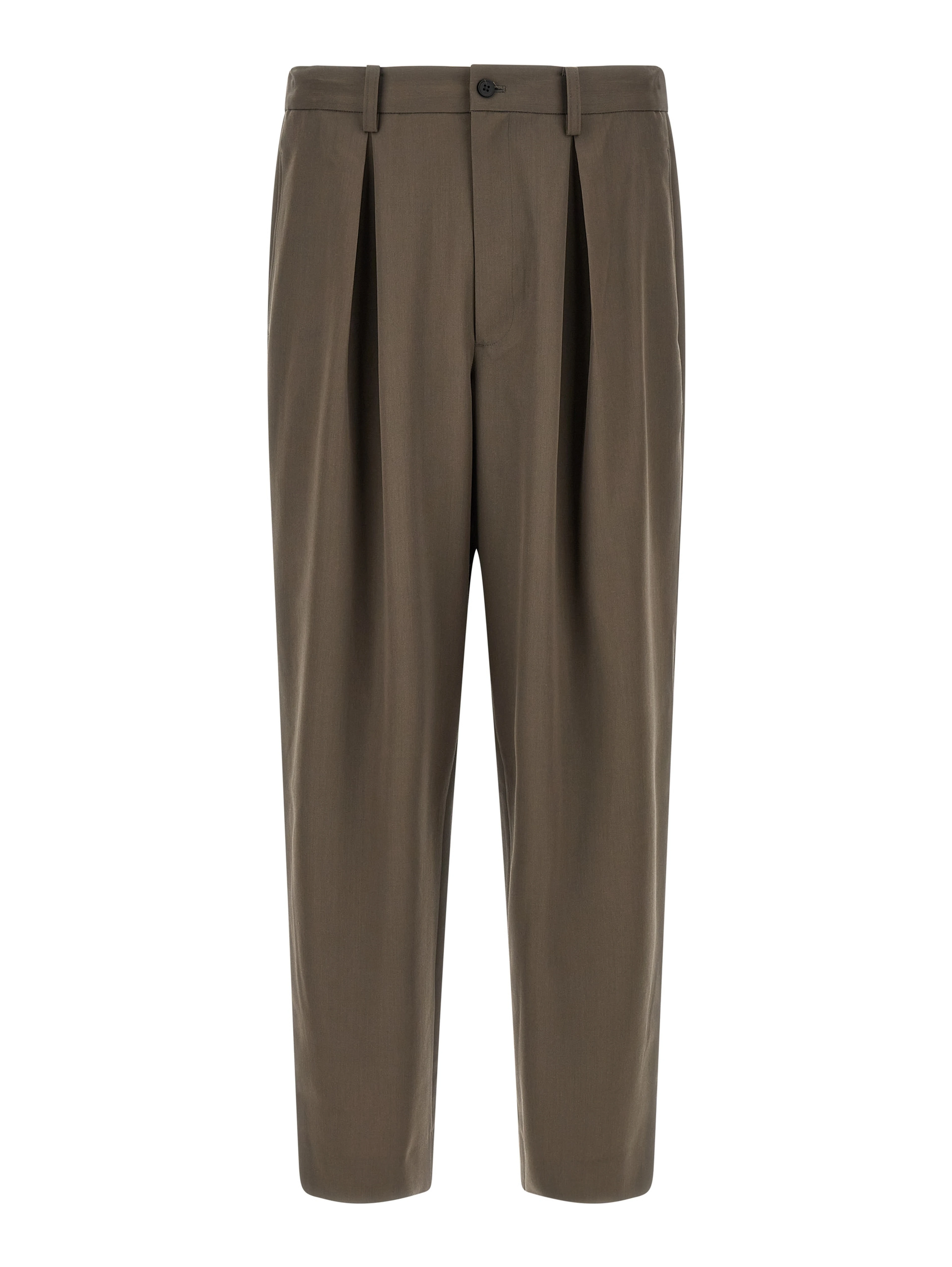 Brown Wool Casual Pants