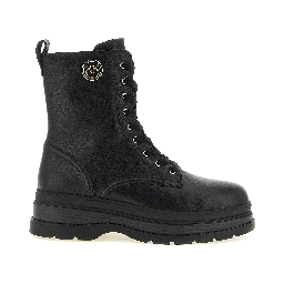 Black Cowhide Lace-Up Boots