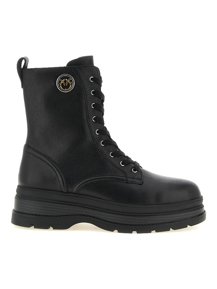 Black Cowhide Lace-Up Boots