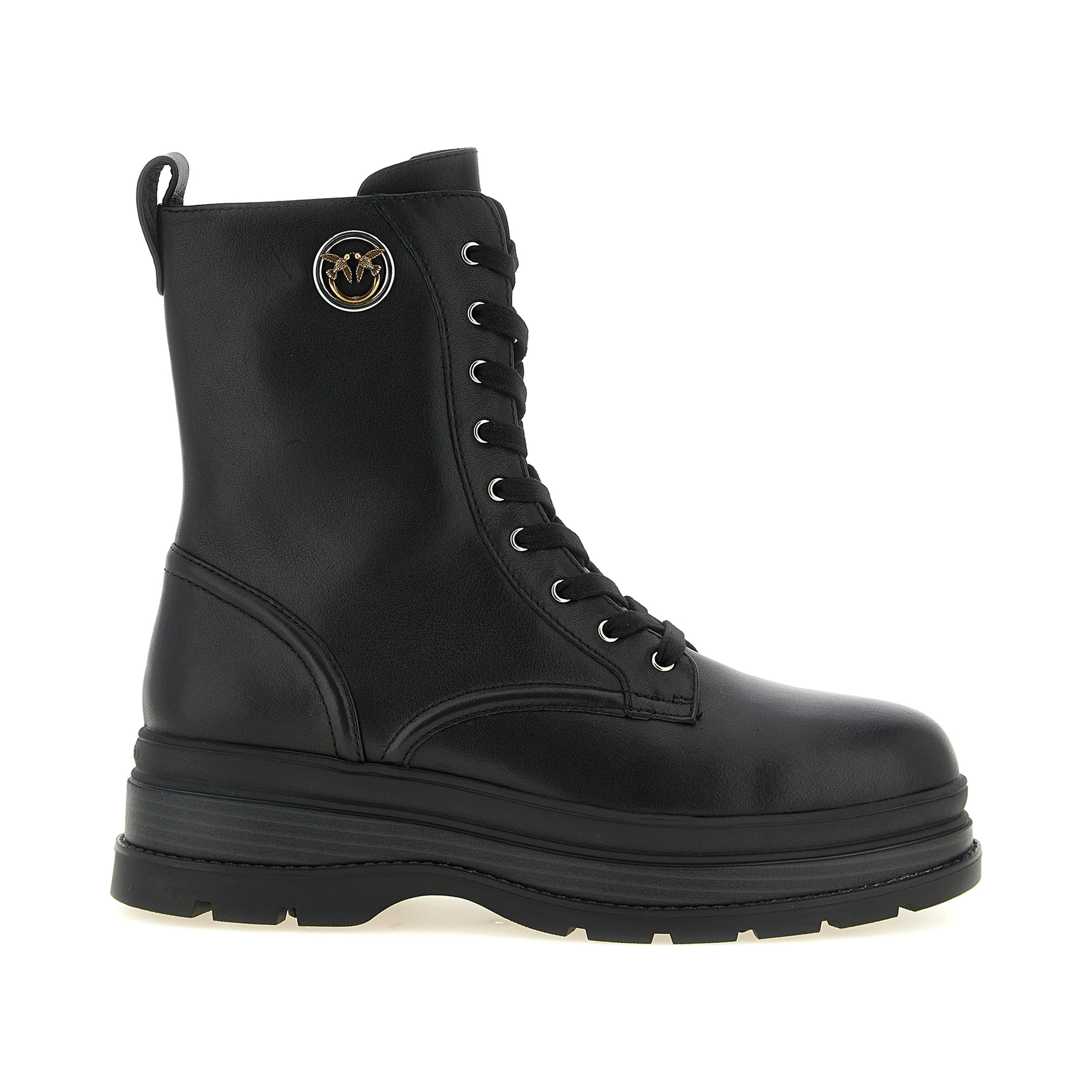 Black Cowhide Lace-Up Boots