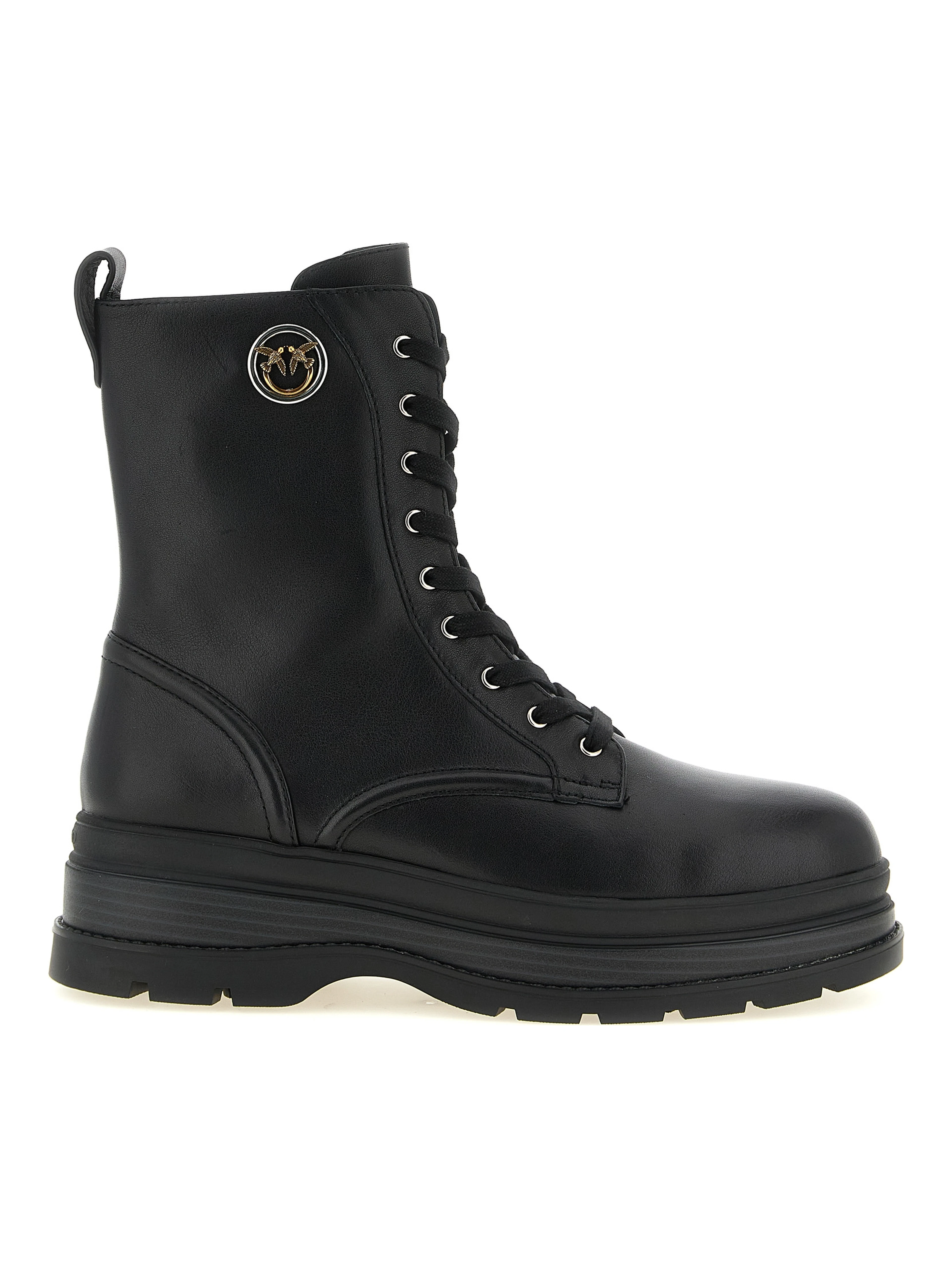 Black Cowhide Lace-Up Boots