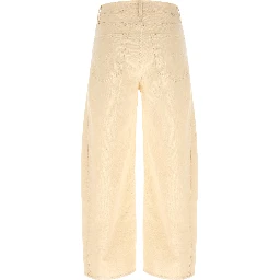 Beige Cotton High-Waisted Jean