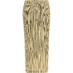 Beige Polyester Midi Skirt
