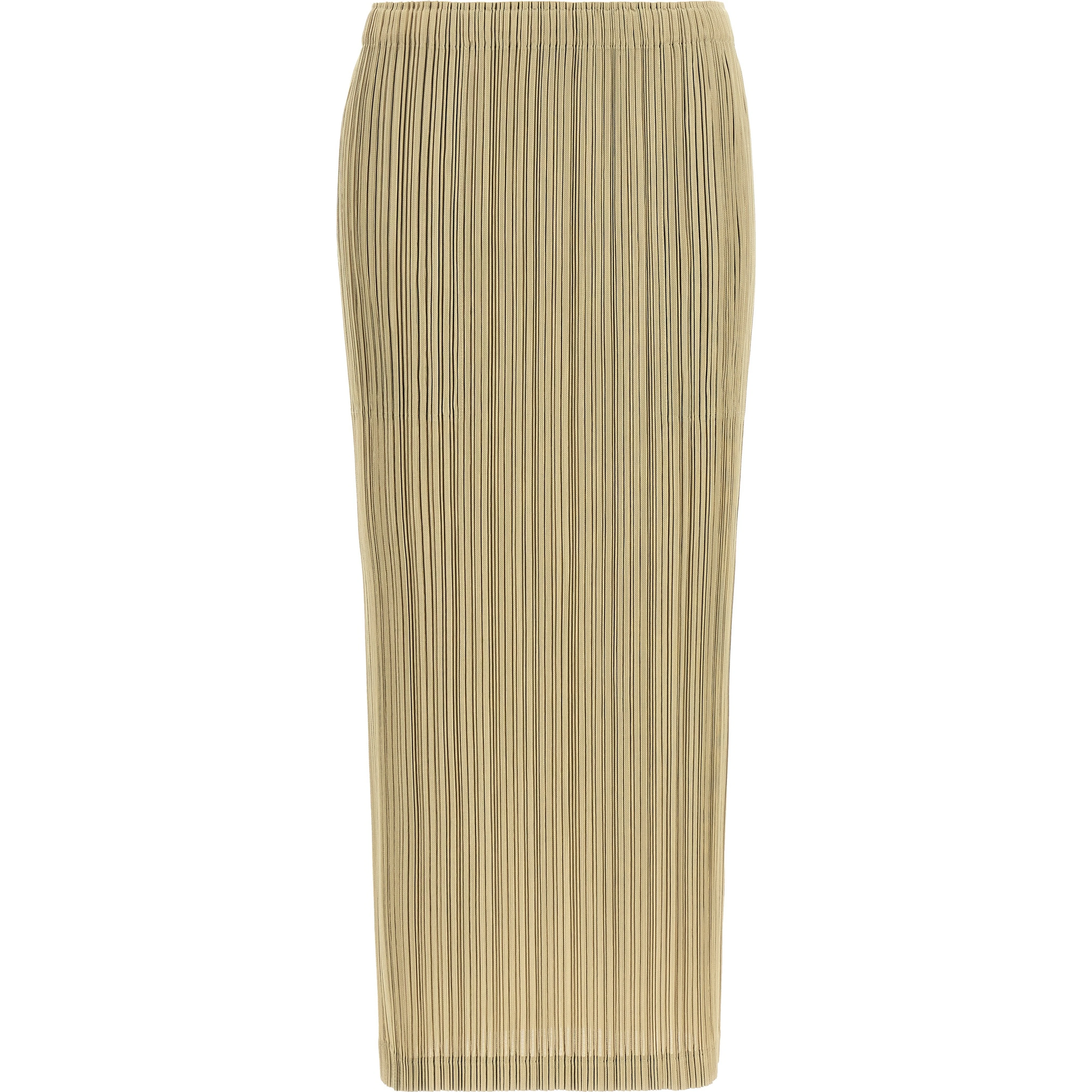 Beige Polyester Midi Skirt