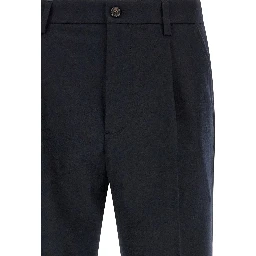 Blue Wool Casual Pants