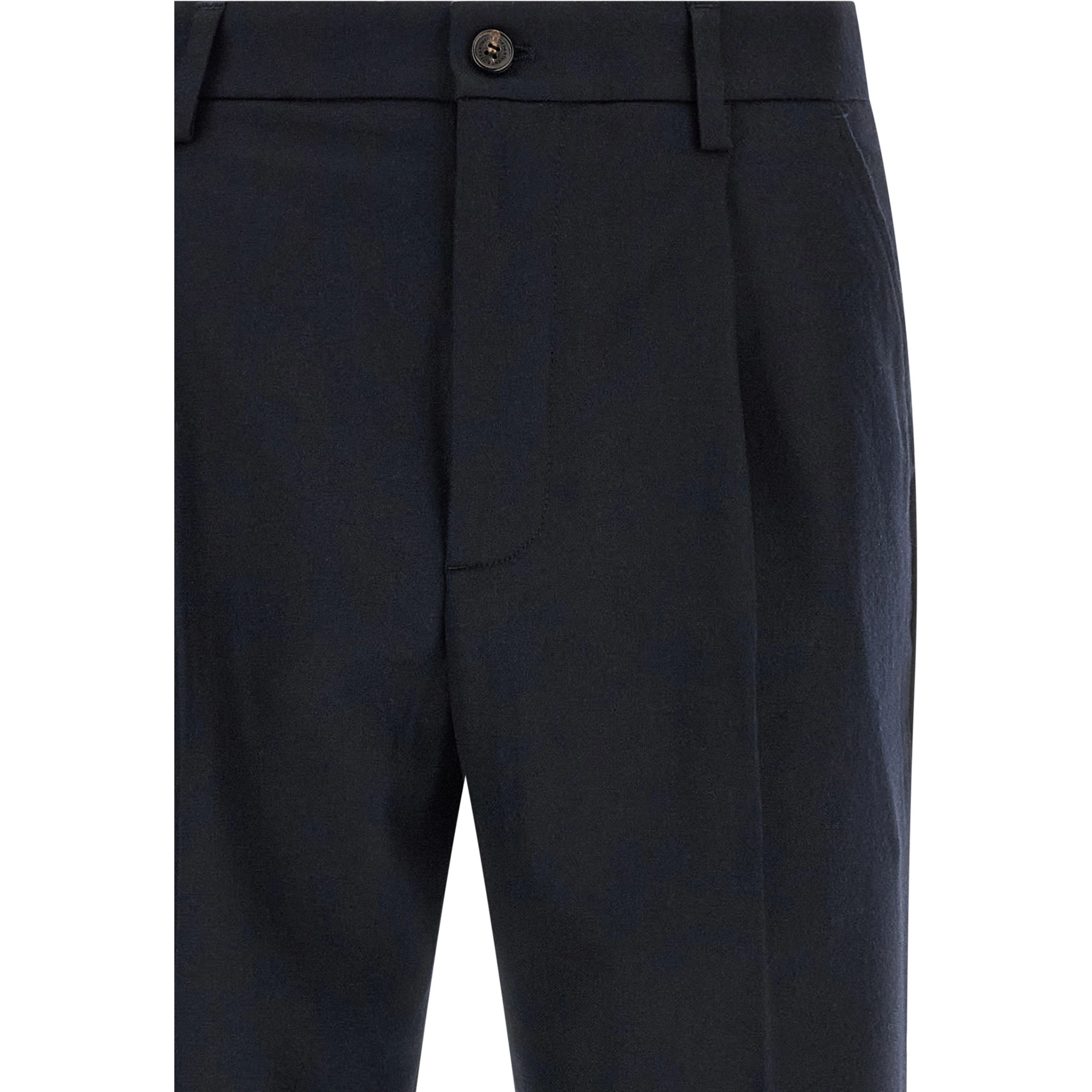 Blue Wool Casual Pants