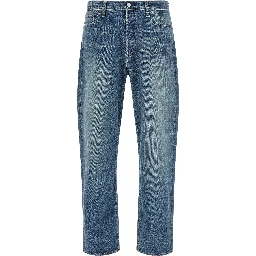 Blue Cotton Tapered Jeans