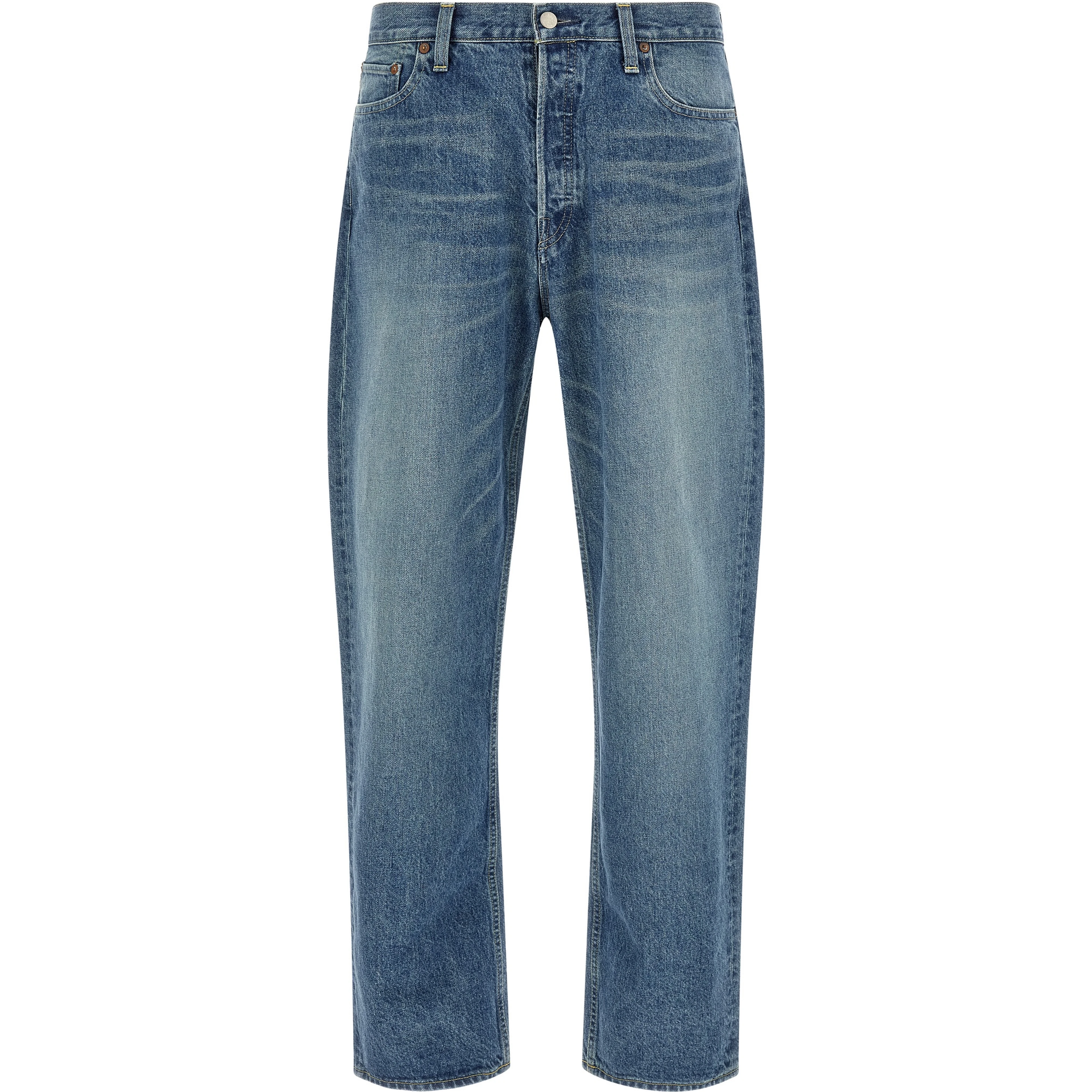 Blue Cotton Tapered Jeans