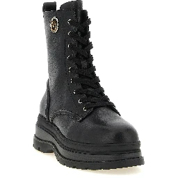 Black Cowhide Lace-Up Boots
