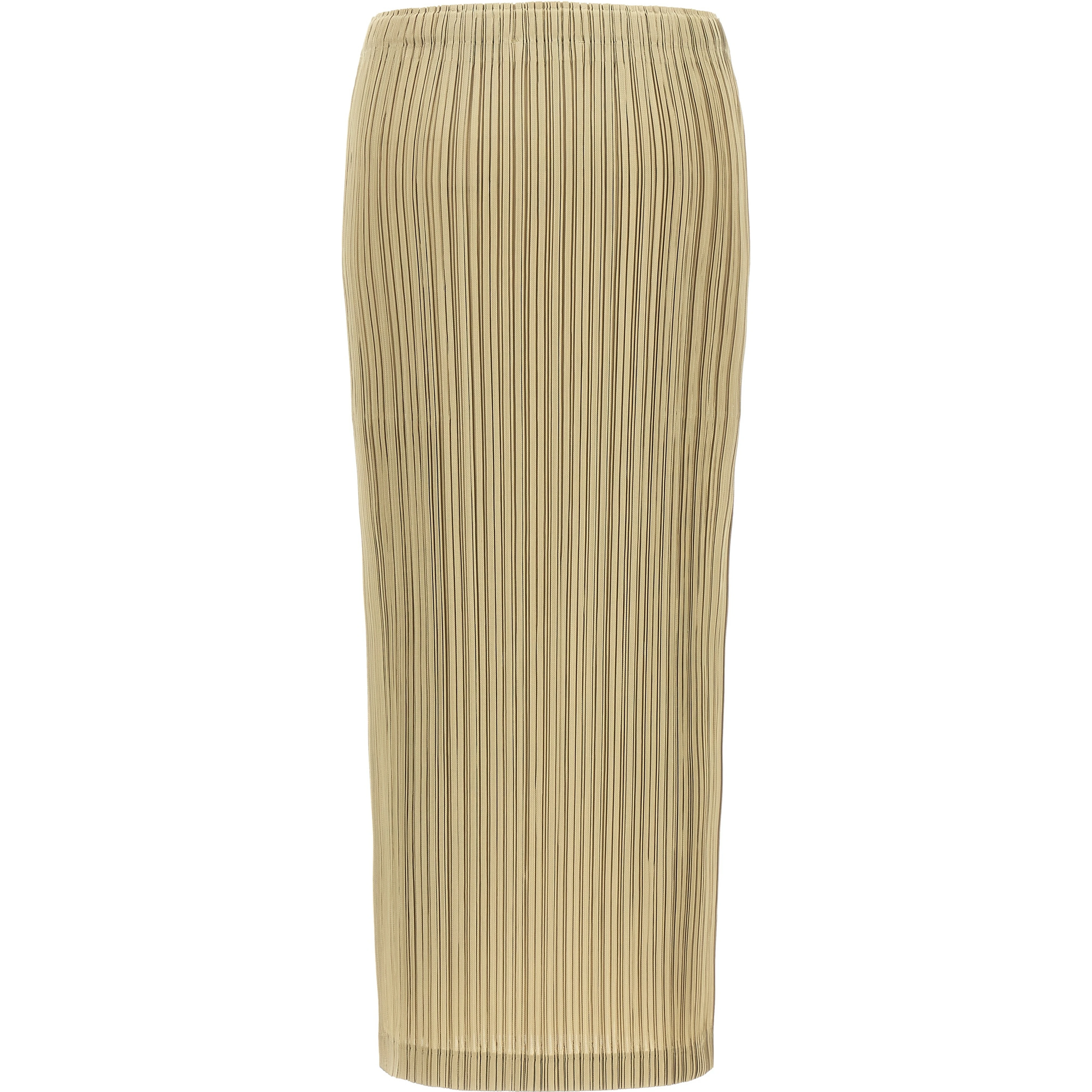 Beige Polyester Midi Skirt