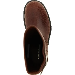 Brown Bovine Leather Ankle Boots