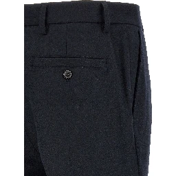 Blue Wool Casual Pants