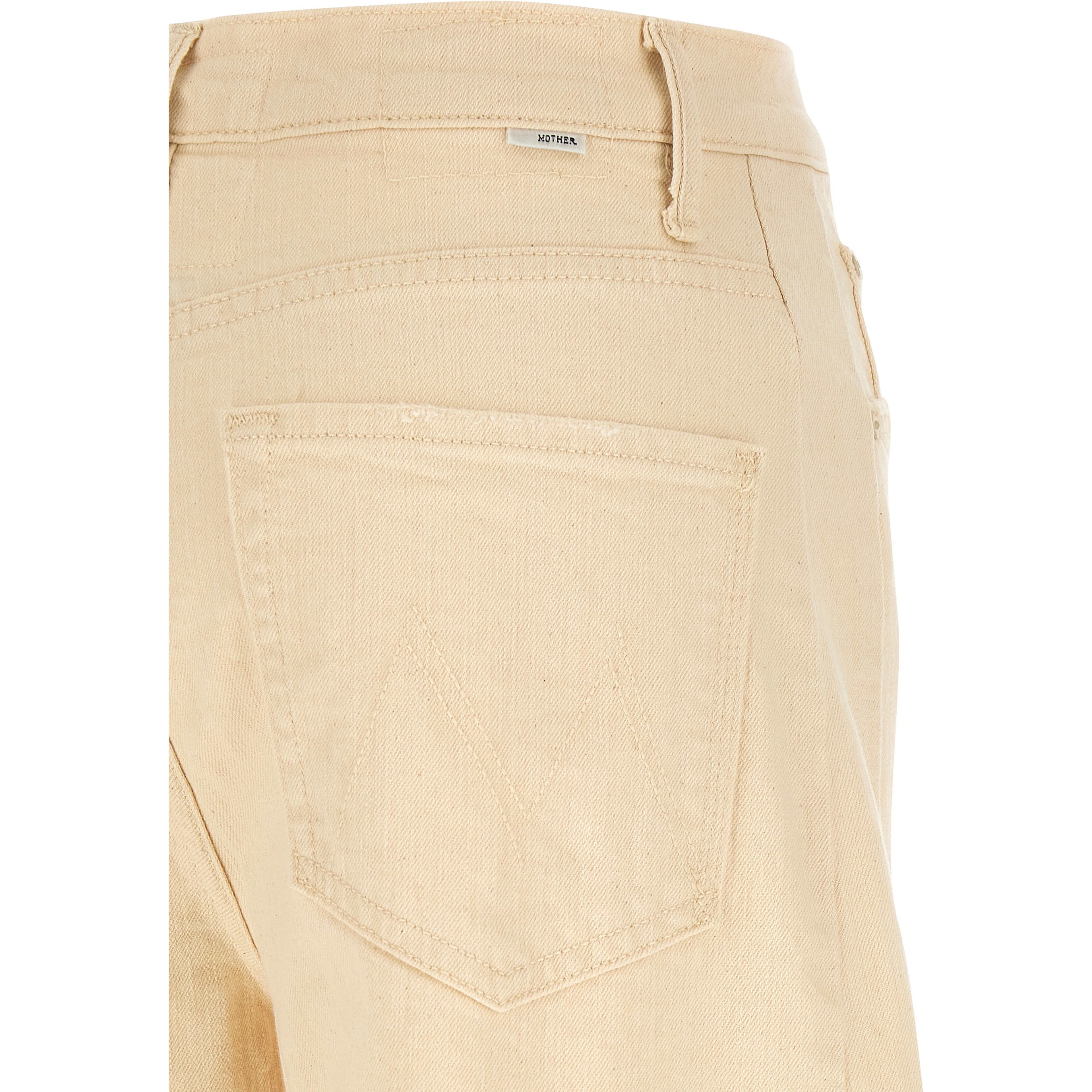 Beige Cotton High-Waisted Jean